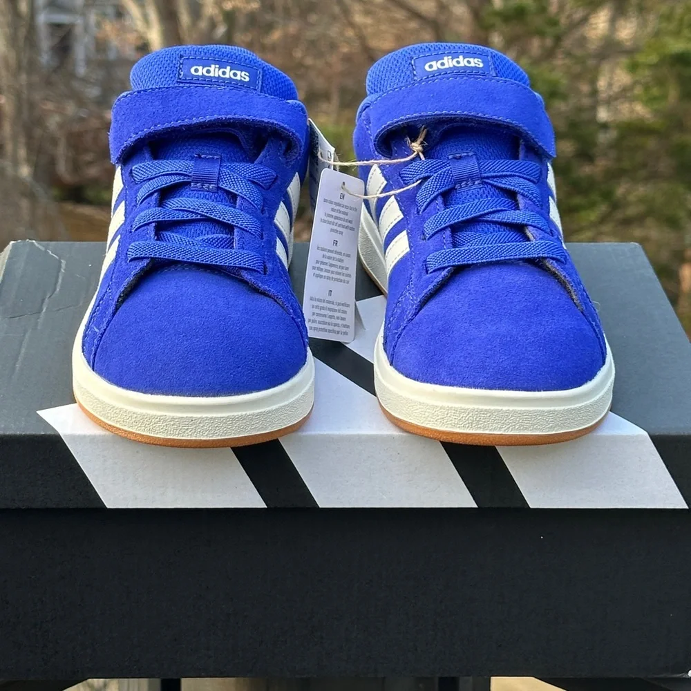 Adidas Grand Court Little Kids Sneakers 11K 12K Blue White Gum Youth GS NEW